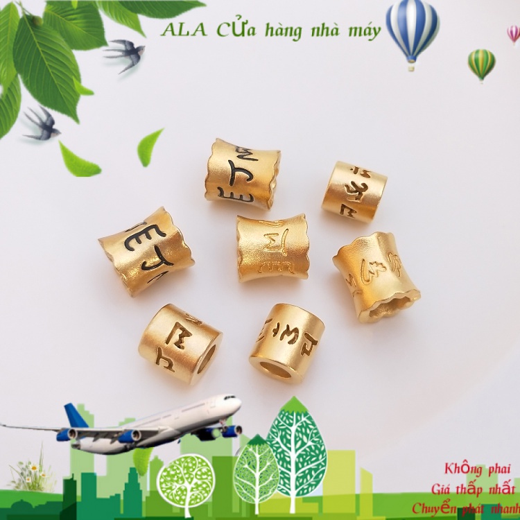 💖Trang sức DIY phụ kiện💖Vàng cát không phai trong thời gian dài sáu ký tự thần chú thùng hạt mặt dây chuyền hạt đệm vòng tay DIY vòng cổ trang sức phụ kiện