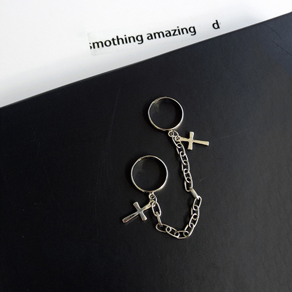 Silver Plated Retro Hip-Hop Cross Ring Hand Finger Jewelry Gift Men Women Chain