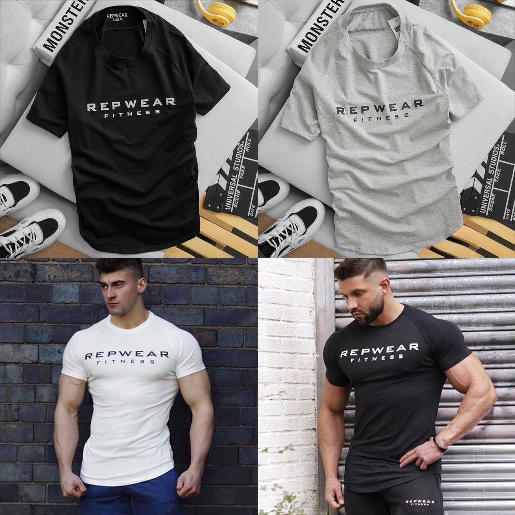 Áo Tập Gym Nam Cộc Tay Repwear Chất Liệu Cotton Cao Cấp Thoáng Mát Thấm Hút Mồ Hôi, Phong Cách Trẻ Trung Năng Động