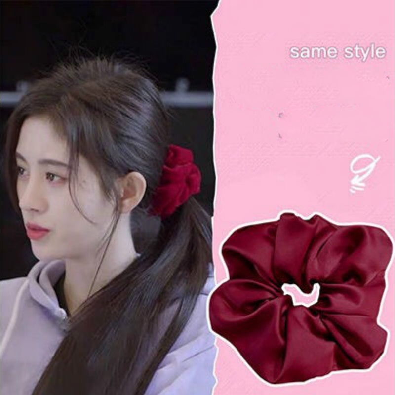 Dây buộc tóc vải satin đàn hồi màu trơn thời trang cho nữ