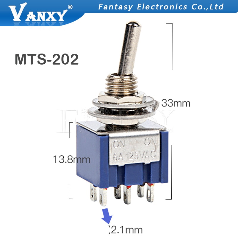 Set 5 công tắc chuyển đổi Mts-102 Mts-103 Mts-202 Mts-203 6a 125v Mini 3 / 6pin bật tắt và bật tắt bật