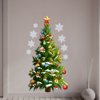 Hình dán tường họa tiết cây thông noel cổ điển
