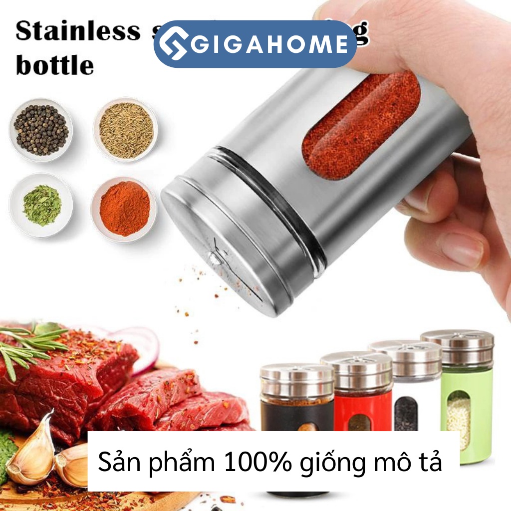 Lọ Rắc Tiêu, Muối GIGAHOME Đựng Tăm, Gia Vị Thân Bằng Thủy Tinh Bọc Thép 9825