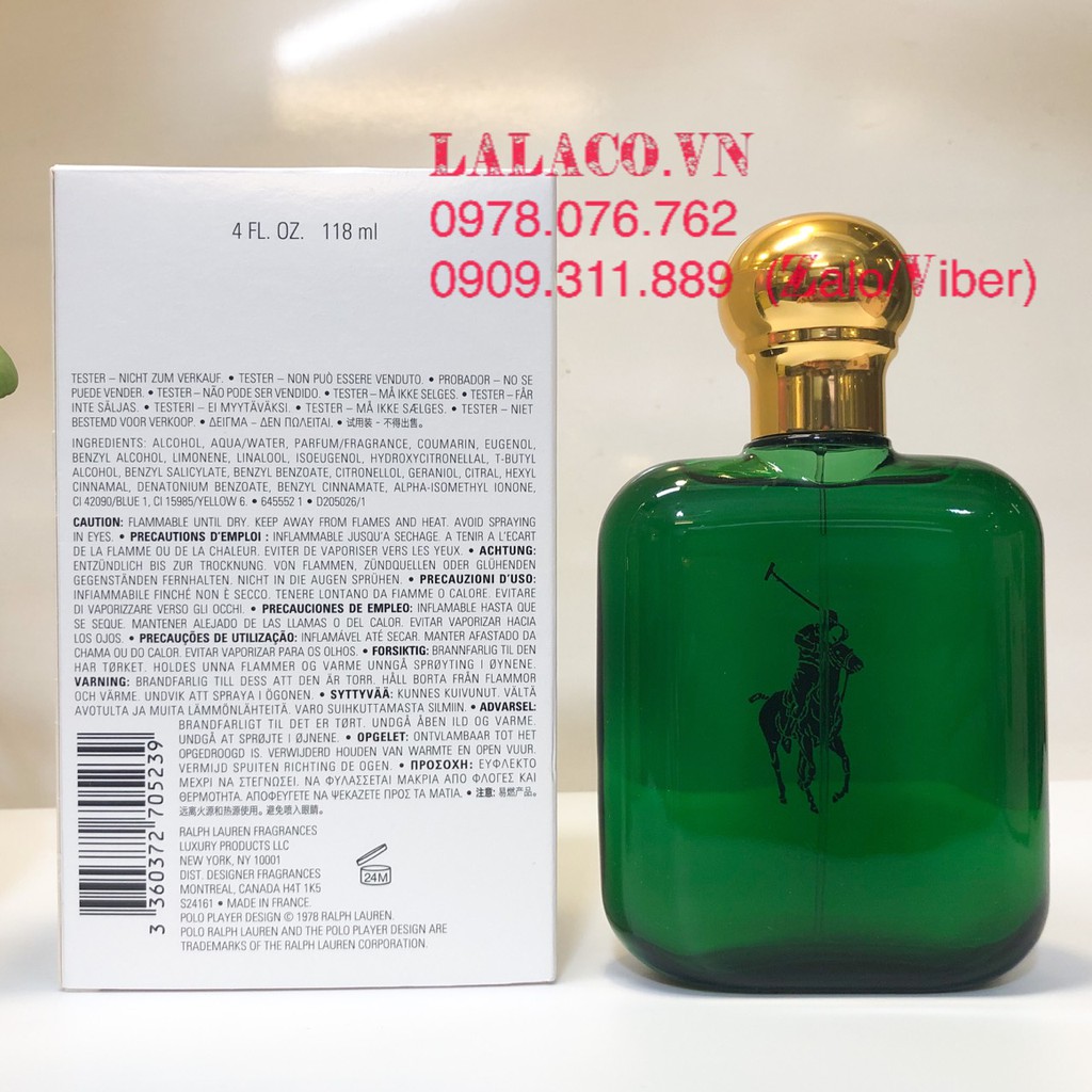[Tester] Nước Hoa Nam Ralph Lauren Polo EDT 118ml - Polo xanh lá | BigBuy360 - bigbuy360.vn