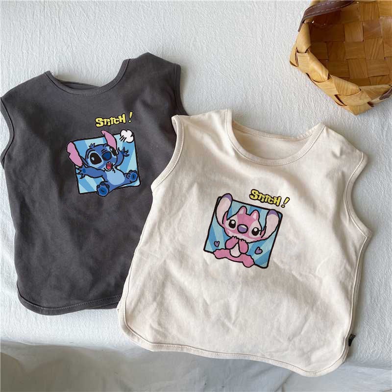 Áo Thun Cotton Mỏng Sát Nách In Hoạt Hình Thời Trang Mùa Hè Cho Bé