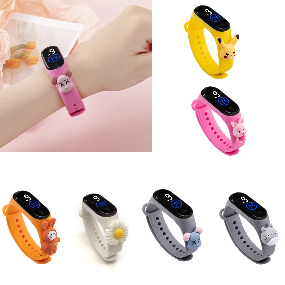 Đồng hồ điện tử đeo tay tích hợp đèn led hình hoạt hình dễ thương cho học sinh