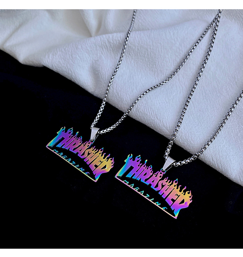Dây Chuyền Thép Titan Không Gỉ 22732 Có Khắc Chữ Phong Cách Hip Hop