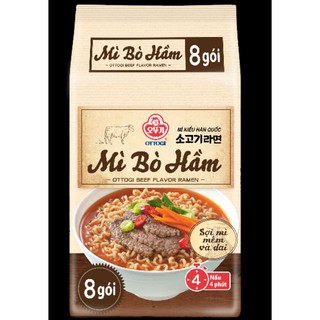 Lốc 8 Mì Bò Hầm Ottogi Mì Hàn Quốc Gói 120G