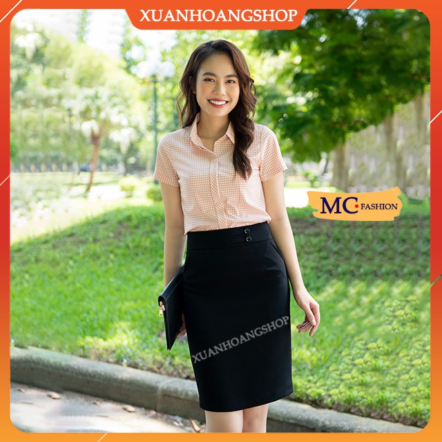 Áo Sơ Mi Nữ Công Sở Cộc Ngắn Tay Mc Fashion , Kẻ Sọc Caro Đẹp, 6 Màu ( Xanh Than A652, Xanh Biển, Tím, Hồng, Đỏ, Be )