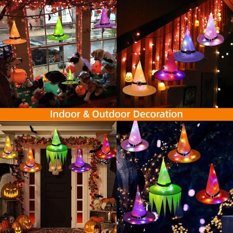 Nón Phù Thủy Có Đèn LED Phát Sáng Nhiều Màu Sắc Hóa Trang Halloween