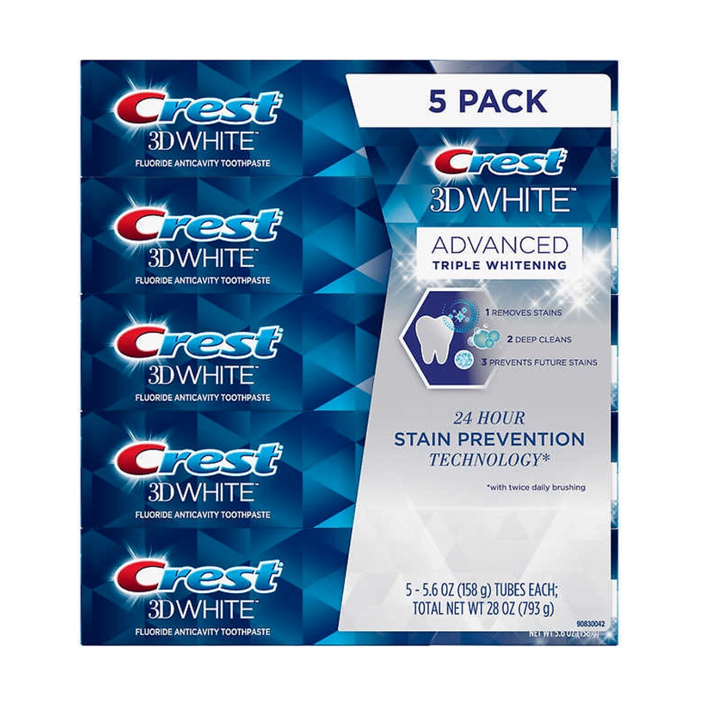 Kem Đánh Răng Crest 3D White date 2026 Advanced Triple Whitening 158gr  - EDS Mart