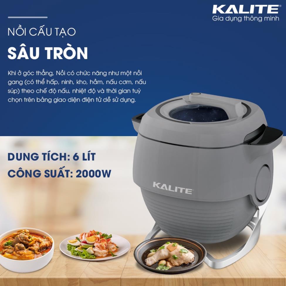 Nồi Cao Tần Vũ Trụ KALITE GALAXY Cao Cấp, Chiên Xào Đa Năng, Dung Tích 6L Công Suất 2000W - Hàng Chính Han