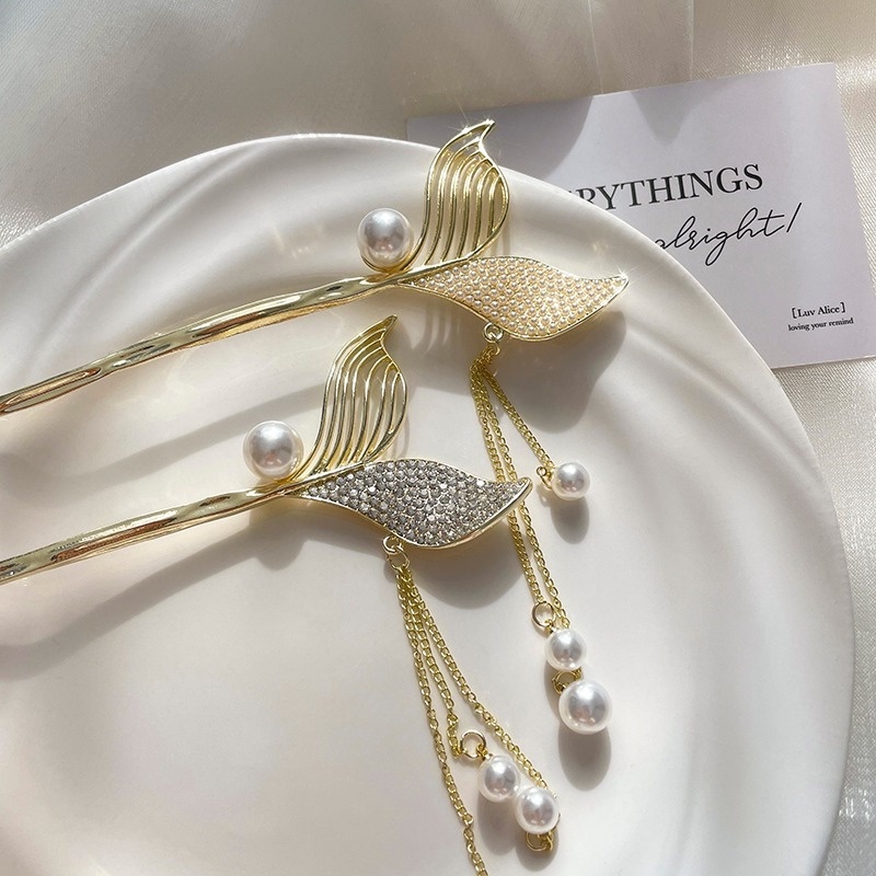 Trâm Cài Tóc Đuôi Nàng Tiên Cá Phối Tua Rua Thời Trang Cho Nữ