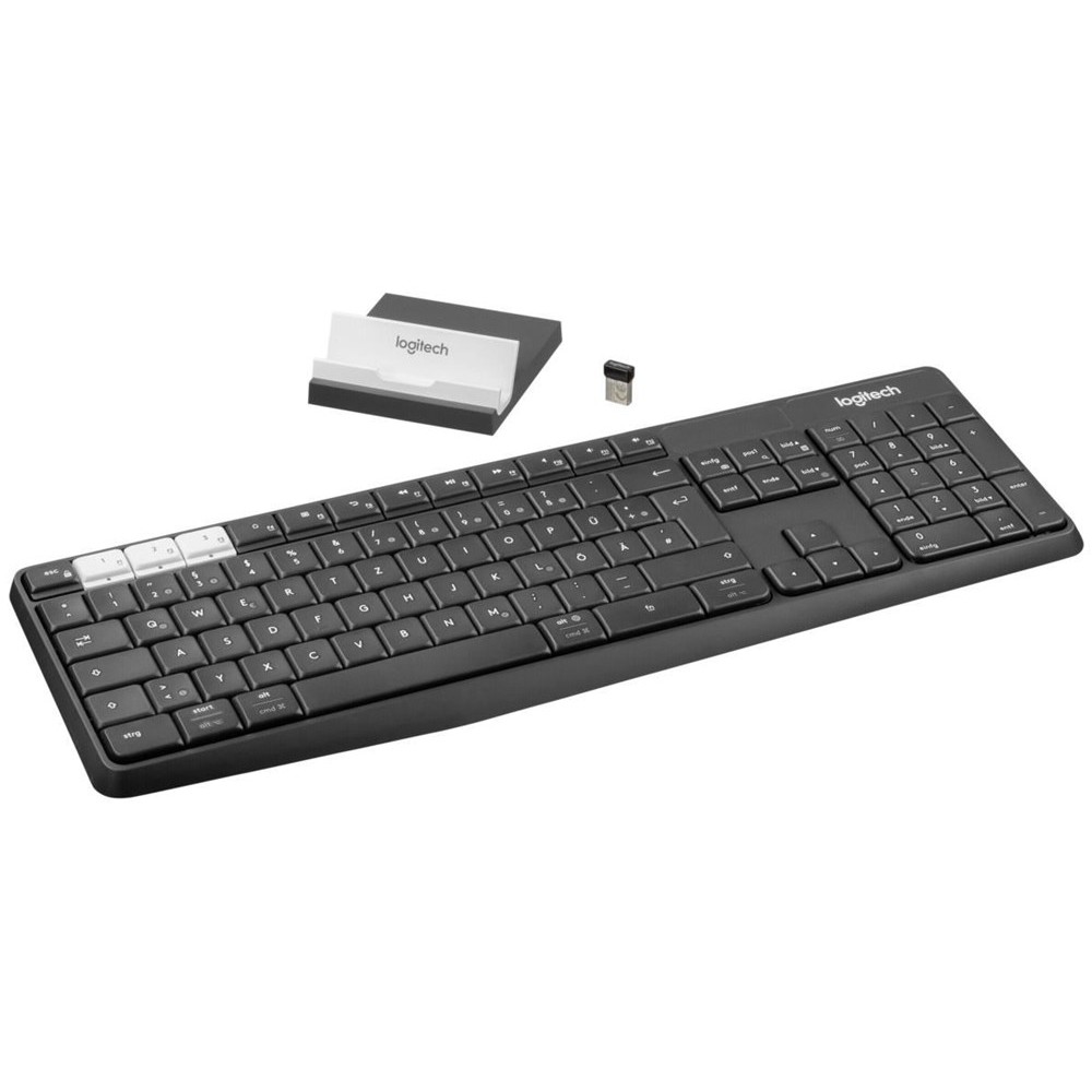 Bộ Bàn Phím Không Dây Bluetooth + Gía Đỡ  Logitech K375s  - Kết Nối 3 Thiết Bị Cùng Lúc - Hàng Chính Hãng Bảo Hành 1 Năm