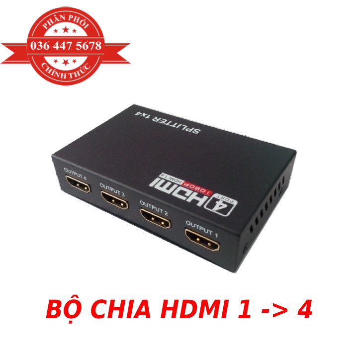 Bộ Chia HDMI 1 Ra 4 – HDMI Splitter 1x4 - Chia Cổng Ra 4 Màn Hình TV, Máy Chiếu