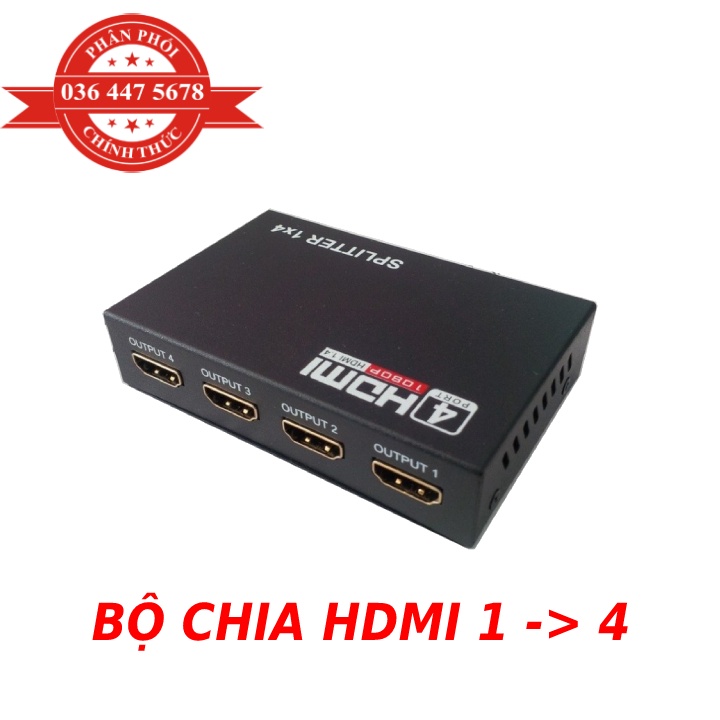 Bộ Chia HDMI 1 Ra 4 – HDMI Splitter 1x4 - Chia Cổng Ra 4 Màn Hình TV,