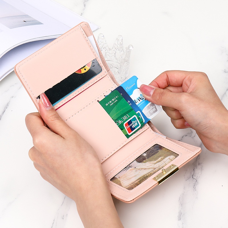 Ví bỏ túi nhiều ngăn đẹp thời trang cầm tay mini ngắn gập nhỏ gọn dễ thương cao cấp da giá rẻ ví đựng tiền xu Thời Trang Xinh Xắn Dành Cho Nữ