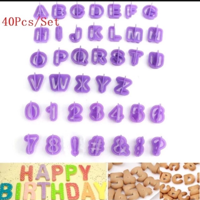 Set 40 khuôn nhựa nhấn làm bánh,kẹo đường theo bảng chữ cái và số