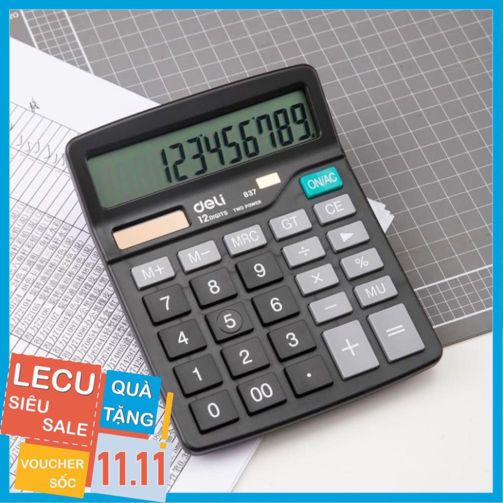 Máy Tính Cầm Tay Để Bàn 12 Số Deli Chất Lượng Cao - Màn Hình LCD - Dùng Cho Kế Toán, Văn Phòng - Bảo Hành 3 Năm - E837