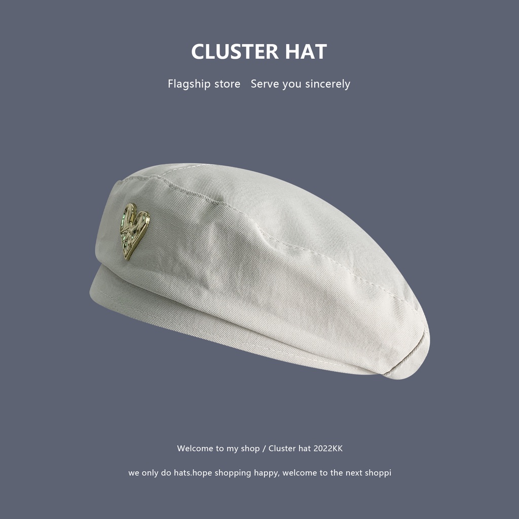 Mũ Beret Hình Trái Tim Phong Cách Hàn Quốc Ngọt Ngào Cho Nữ