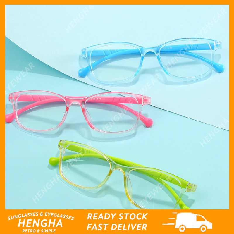 Mắt Kính Gọng Vuông Chống Bức Xạ Phong Cách Hàn Quốc Cho Bé Từ 5-13 Tuổi