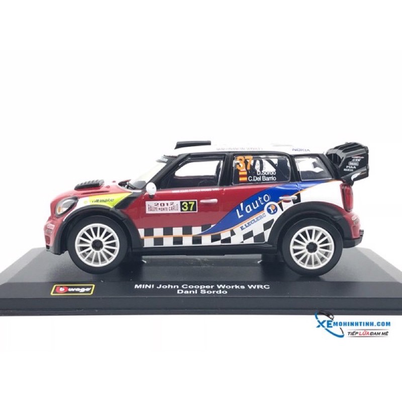 Xe Mô hình Mini John Cooper Works WRC #37  Bburago 1:32 (Đỏ)