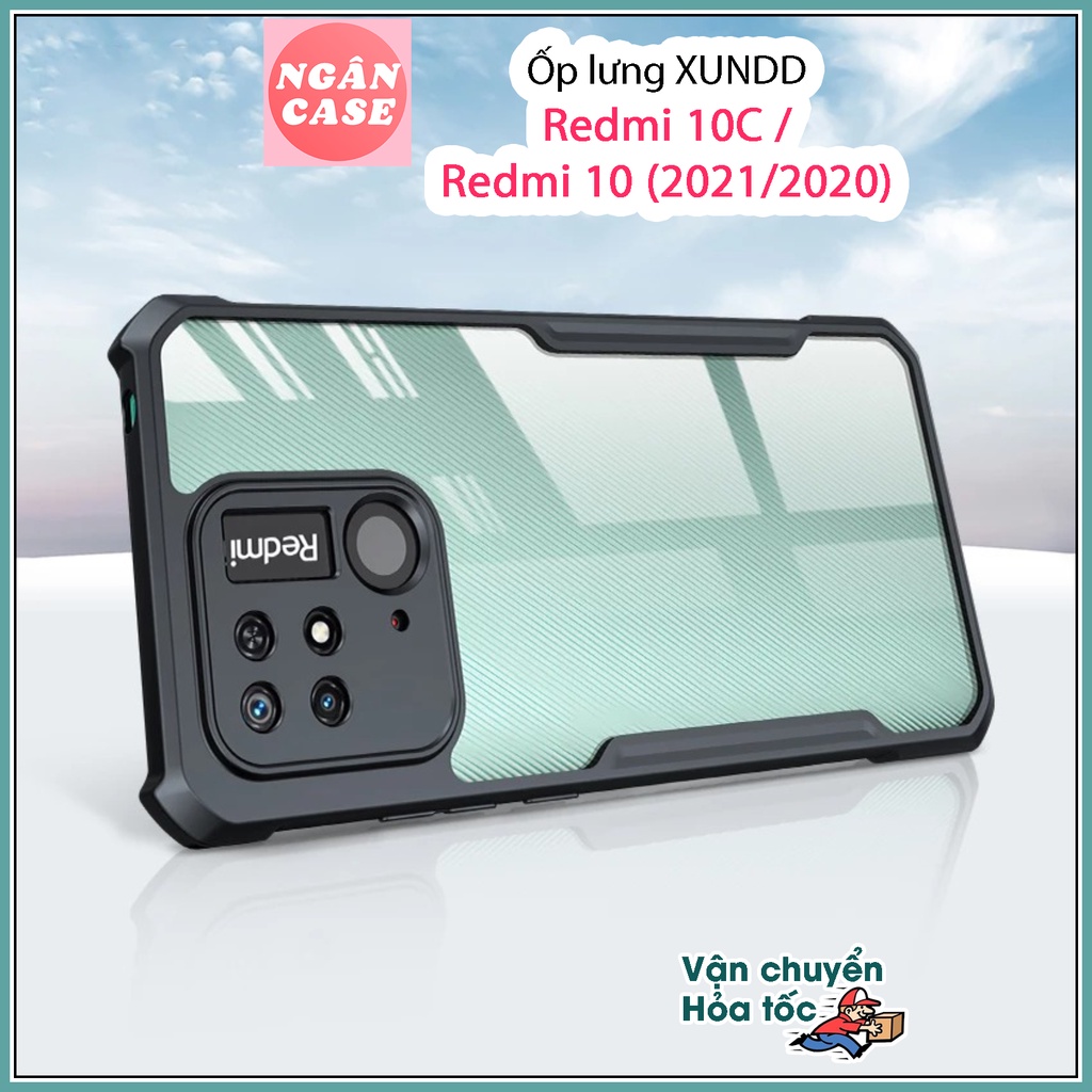 Ốp lưng XUNDD Xiaomi Redmi 10C/ Redmi 10 (2021/2020) - Mặt lưng trong, Viền TPU, Chống sốc - Đen