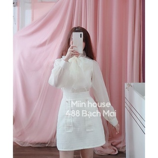 Set dạ tweed nhũ 4 túi Miin