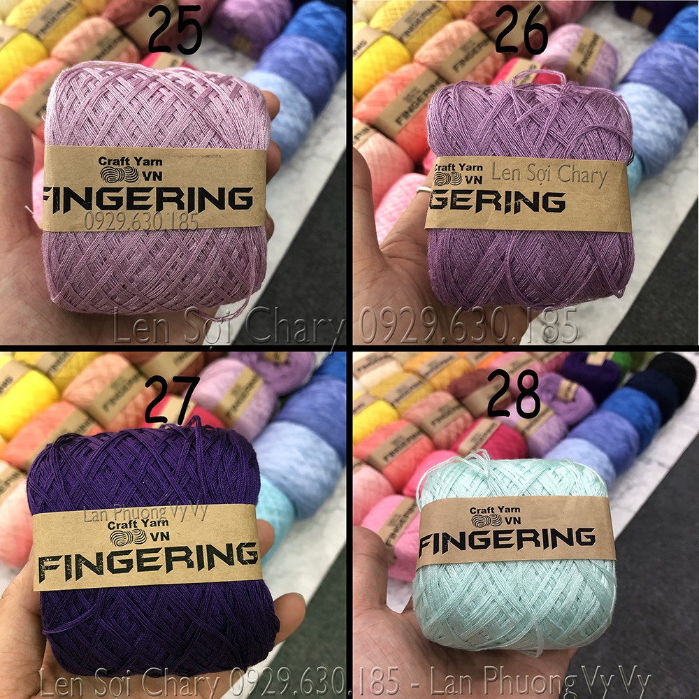 Sợi Fingering Cotton Nhật Bóng full bảng màu - Cuộn Len Sợi Cotton Fingering bảng màu 2 mã 21-39