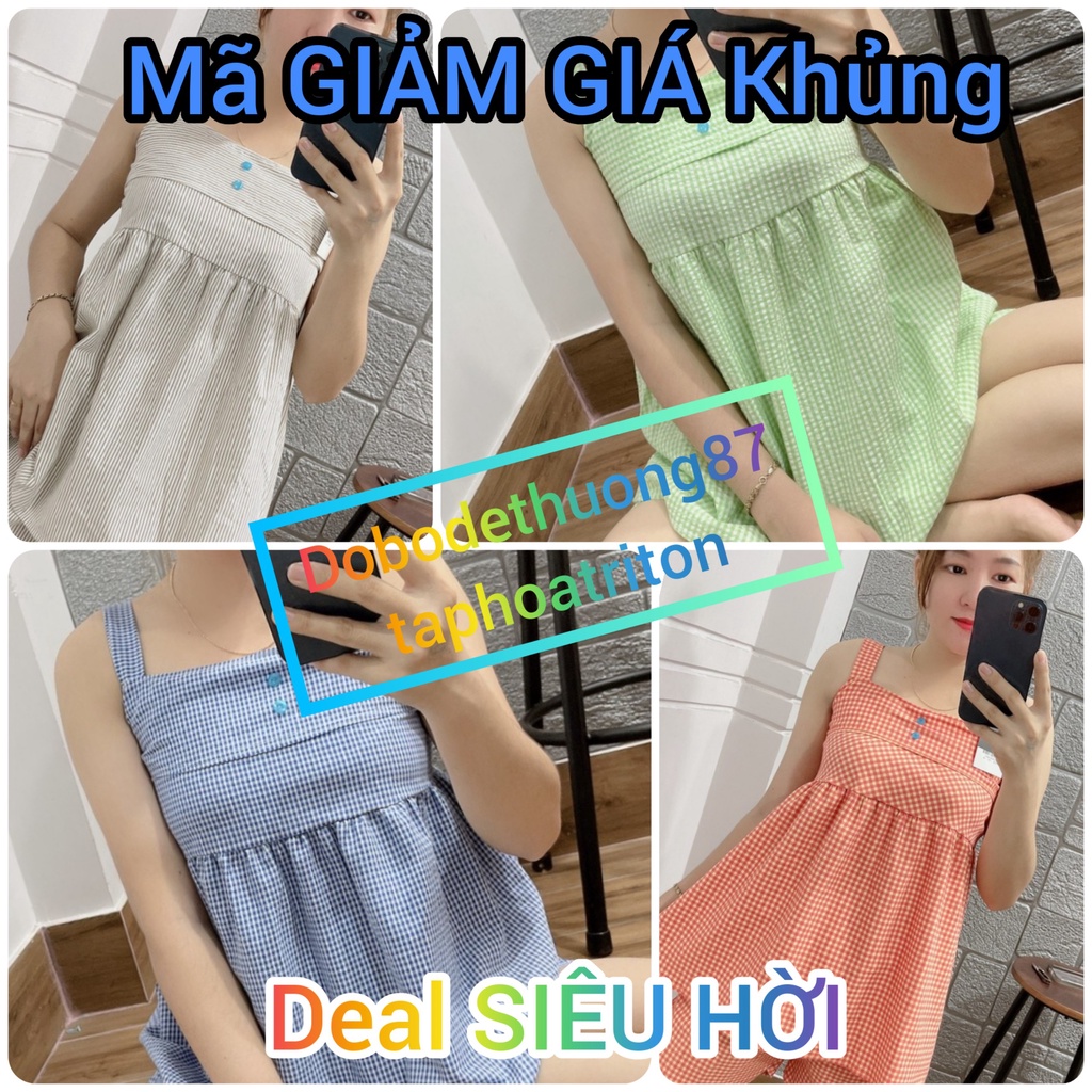 [SIÊU SALE] Đồ Bộ Mặc Nhà Nữ, Đồ Bộ Ngủ Nữ, Bộ Ngủ Nữ Caro siêu cưng M1 kiểu Baby Doll Áo dây Quần ngắn Kate Thoáng mát | BigBuy360 - bigbuy360.vn