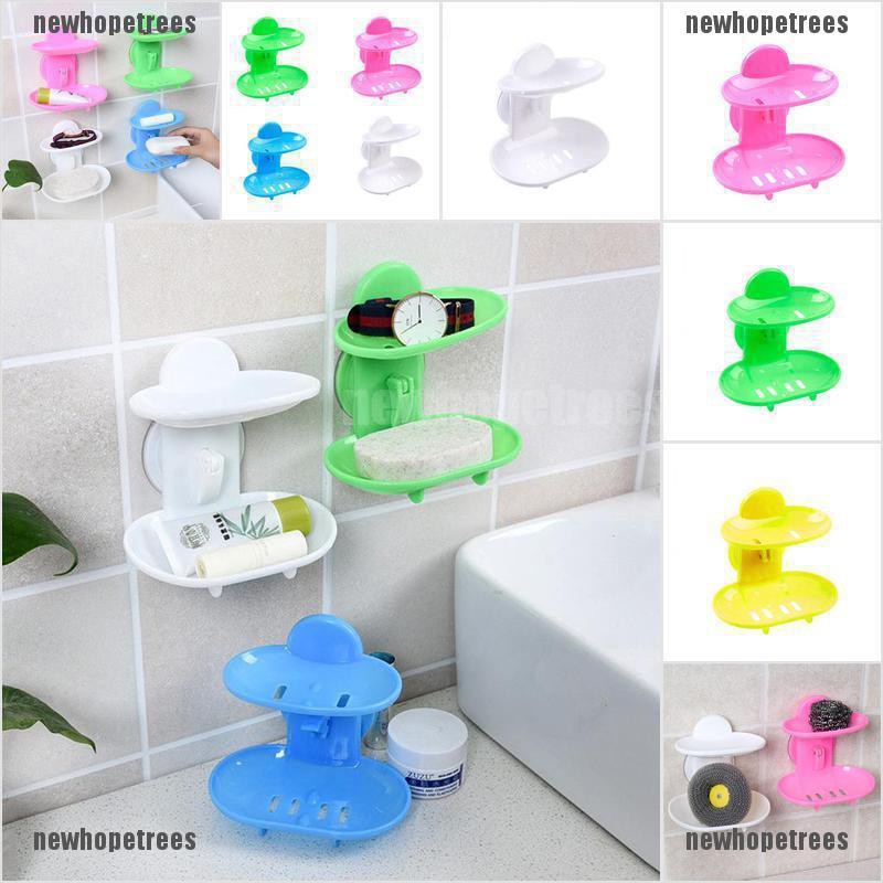 Giá Đỡ Xà Phòng Hai Tầng Có Giác Hút Mạnh Dành Cho Phòng Tắm