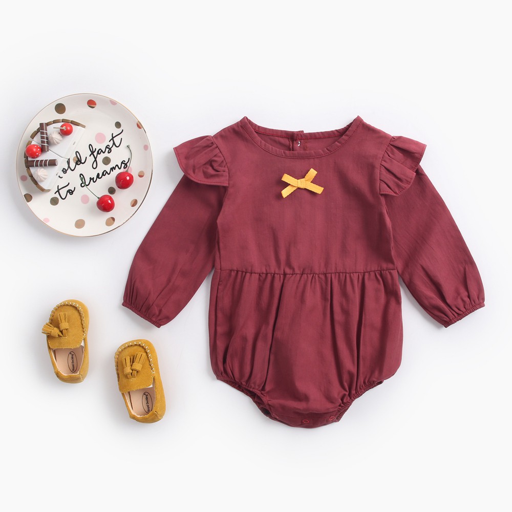 Bộ Đồ Liền Thân Sanlutoz Vải Cotton Thiết Kế Tay Dài 4 Màu Tùy Chọn Dành Cho Bé Gái Sơ Sinh