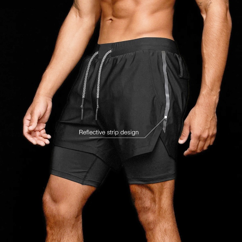 Quần Short Thể Thao 2 Trong 1 Thoáng Khí Mau Khô Size M-3XL Cho Nam