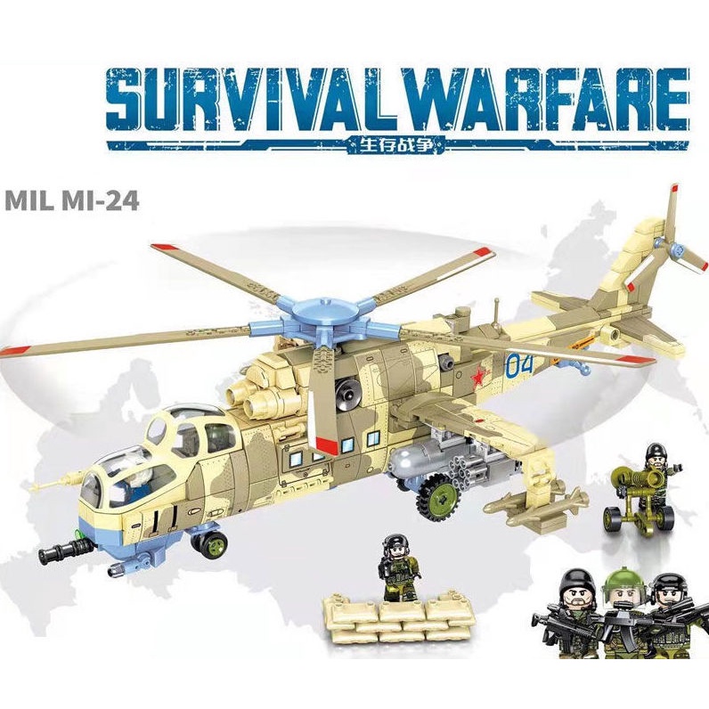 Bộ Đồ Chơi Lắp Ghép Lego 684 Mảnh Ghép Mô Hình Máy Bay MOC Mi-24