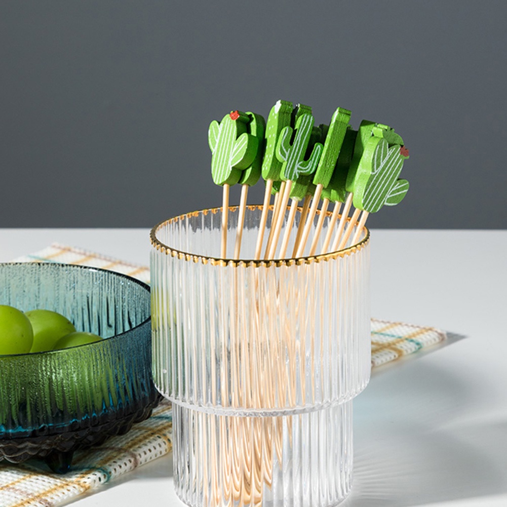 Set 100 Tăm Tre Ăn Trái Cây Hình Cây Xương Rồng Dễ Thương