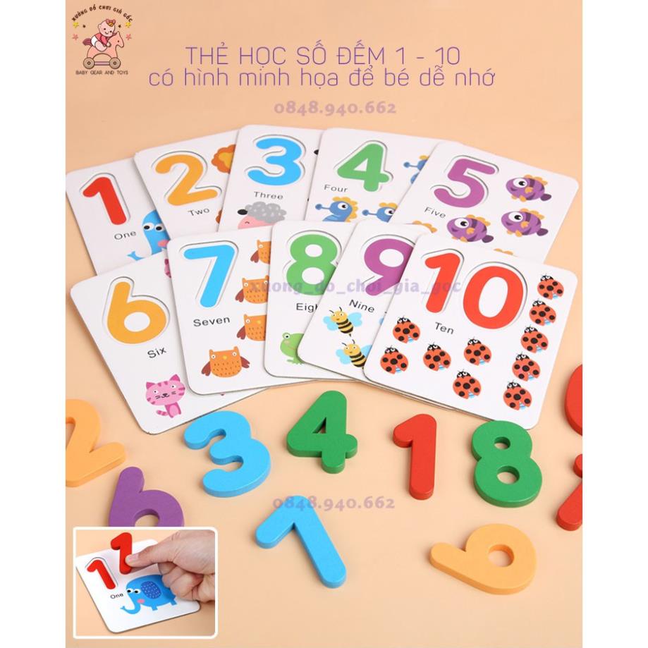 Bộ giáo cụ que tính học toán và thẻ ghép số học phép tính tư duy, giáo cụ Montessori cho bé