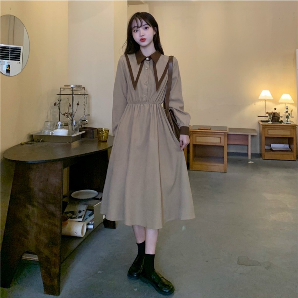 Đầm Nữ Chất Da Lộn Cổ Đức Dáng Dài M004-Teen 888