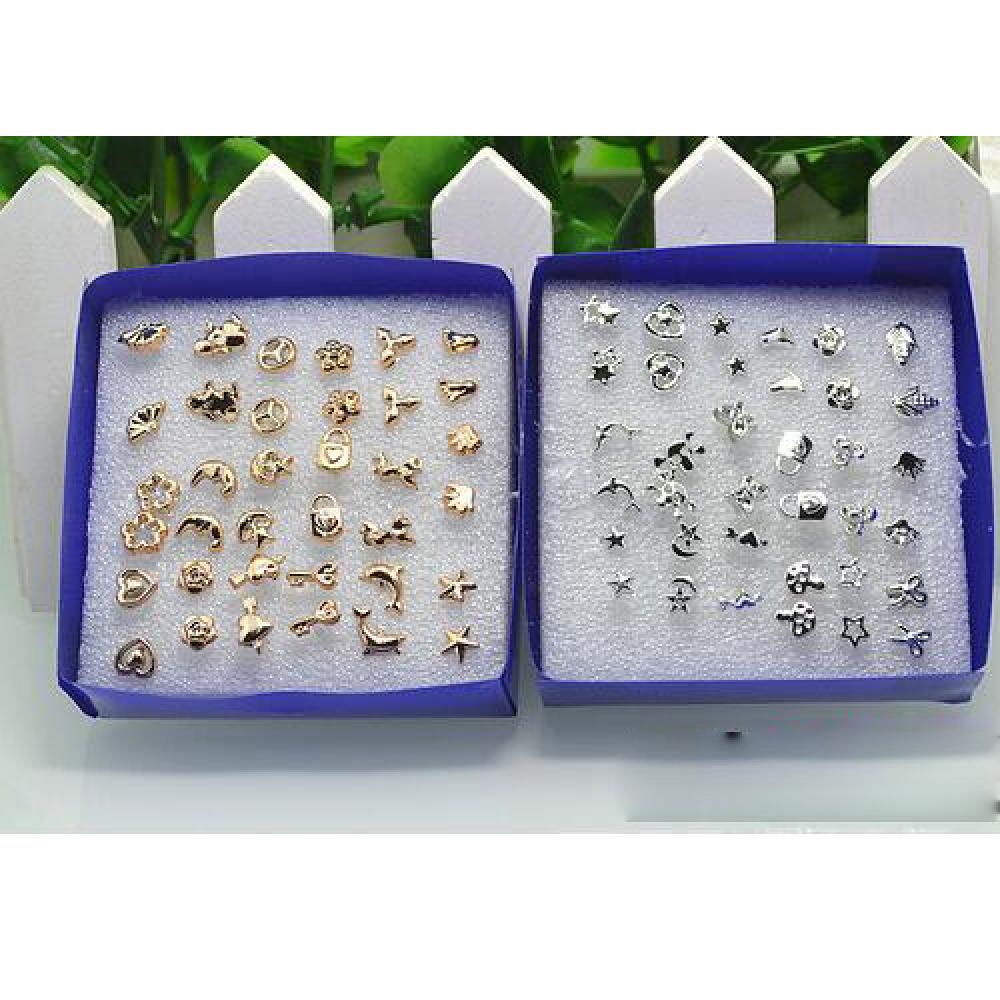 CHARMS Bộ 18 Cặp Khuyên Tai Bằng Nhựa Mạ Vàng / Bạc Nhiều Màu Thời Trang Cho Nữ