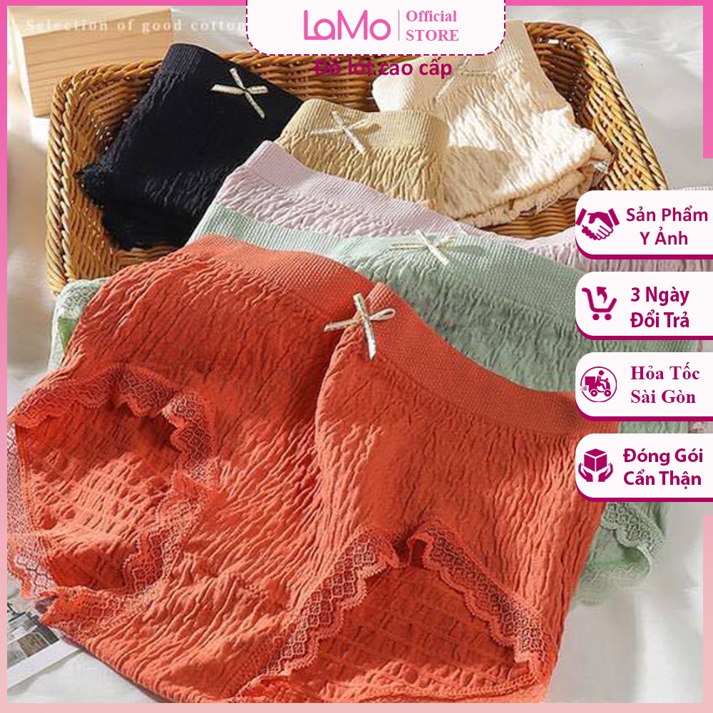 Quần lót nữ cotton vải mềm viền ren ôm bụng nâng mông, chíp thông hơi kháng khuẩn co giãn 4 chiều