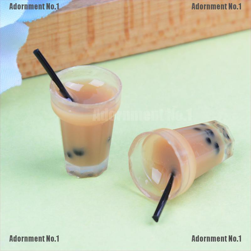 [AdornmentNo1]  2PC Doll house miniature tea with milk cups food drink beverage toy decor