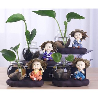 Bộ 4 tượng chú tiểu CẦM KỲ THI HỌA kèm lọ hoa phong thủy