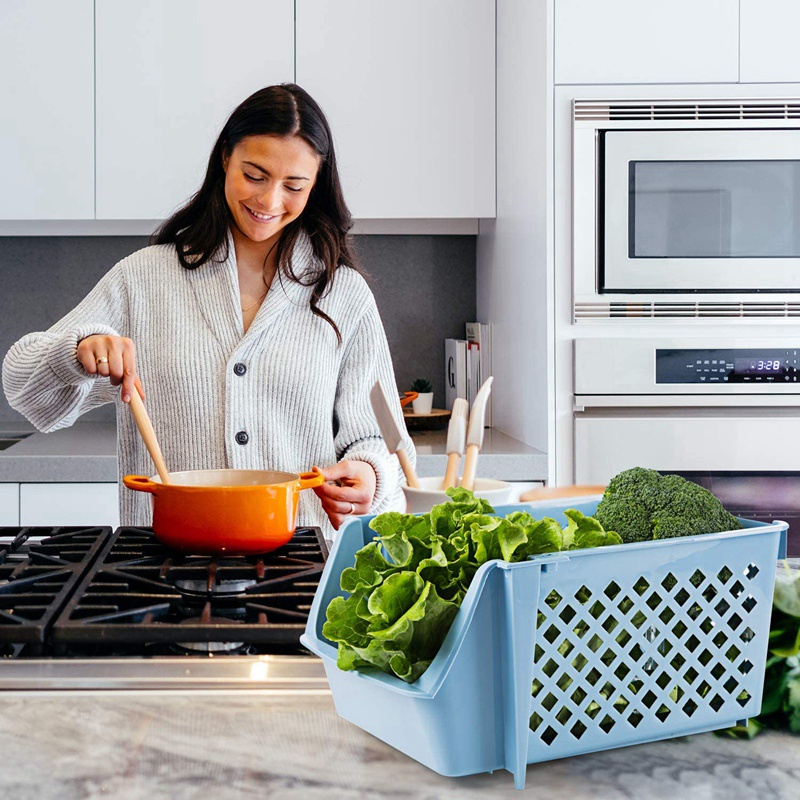 Giỏ Đựng Trái Cây / Đồ Ăn Vặt / Đồ Chơi Bằng Nhựa Có Thể Xếp Chồng Tiện Dụng Cho Nhà