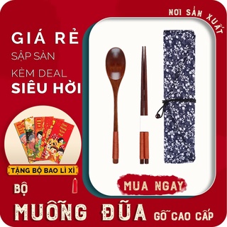Bộ muỗng đũa văn phòng tiện lợi [CÓ ƯU ĐÃI], tặng kèm túi đựng bằng vải cao cấp QUÊ MỘT CỤC