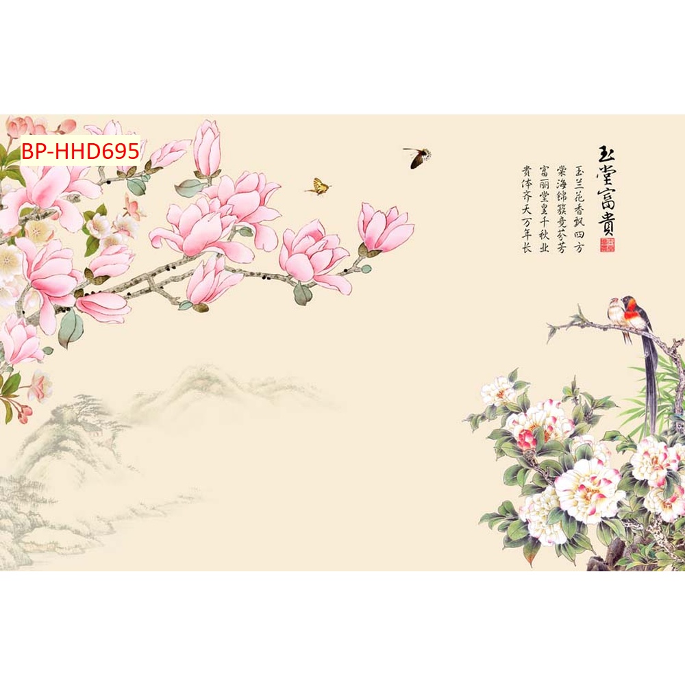 Tranh 3D INDOCHINE Vải Lụa Dán Tường Cao Cấp In Theo Kích Thước Yêu Cầu Có Keo Dán