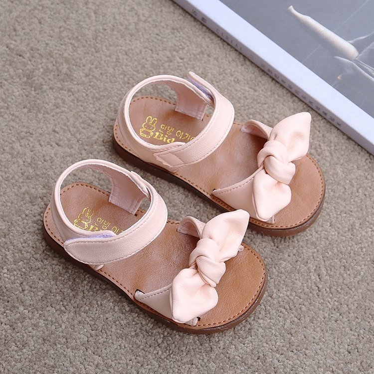 Xăng đan Hở Ngón Bằng Da Mềm Đính Nơ Ngọt Ngào Cho Bé Gái 1-8 Tuổi