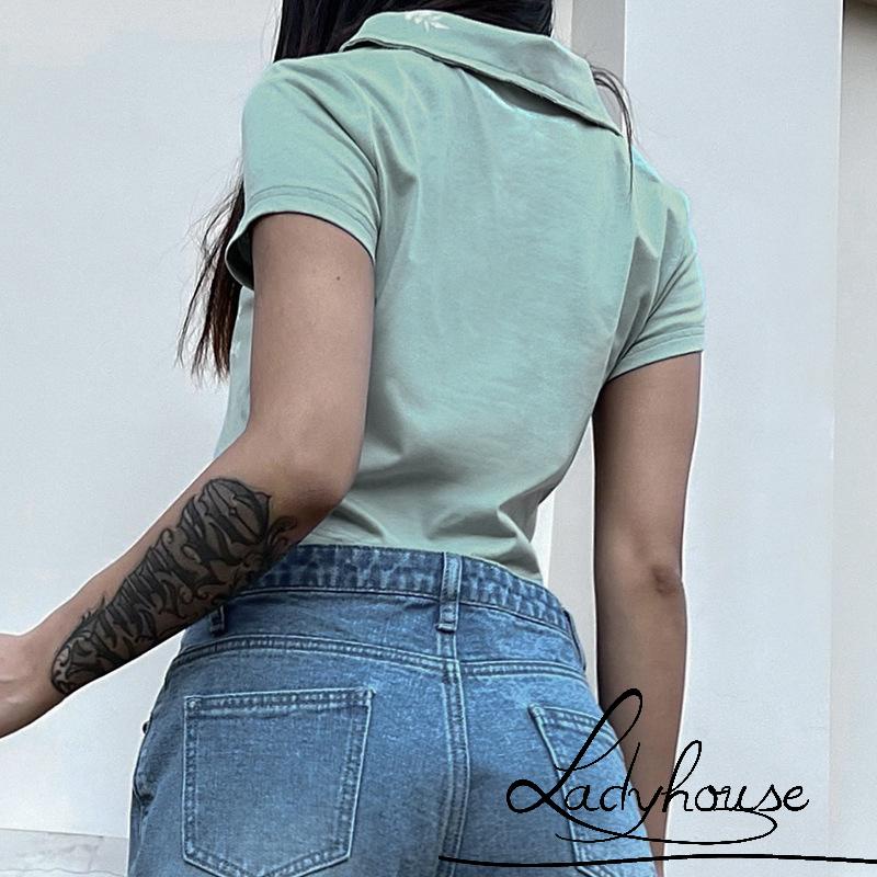 Áo Thun Crop Top Tay Ngắn Dáng Ôm In Chữ/ Hoa Phong Cách Harajuku Cổ Điển Thời Trang Mùa Hè Cho Nữ Y2K