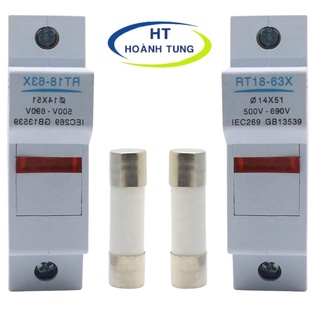 Bộ đế cầu chì sứ RT18-63X có đèn loại 1 pha bao gồm vỏ chì và ruột chì sứ bảo vệ quá dòng, quá tải hệ thống điện