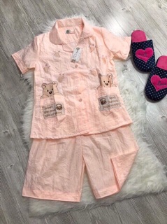 Bộ pijama thêu gấu, hàng nhập