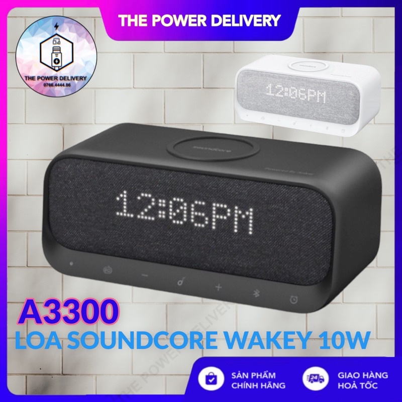 Loa bluetooth SOUNDCORE Wakey 10W - A3300 Hỗ trợ đài FM Sạc không dây Hiển thị giờ - BH 12 tháng