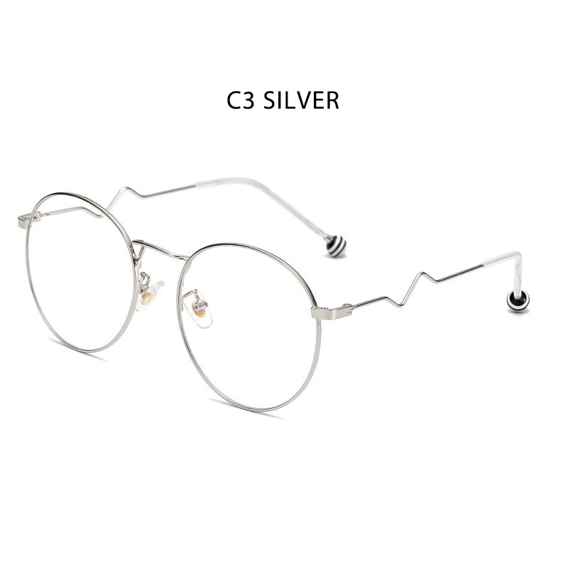 Mắt Kính Gọng Tròn Chống Bức Xạ Thời Trang Hàn Quốc Tròng Kính Thay Thế Được Cho Nữ